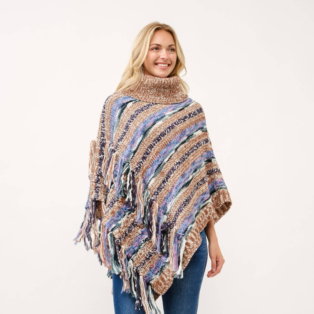 Gracie Knitted Fringe Pullover Poncho OS  - NWOT